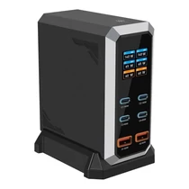 BLACKBIRD Töltőállomás GAN 240W 4xUSB-C + 4xUSB, Fekete BlackBird
