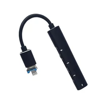 BLACKBIRD Adapter USB3.0 / Lightning, 2xUSB, 1xUSB-C, 1xLightning, Fekete BlackBird