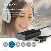 Nedis BTTR100BK bluetooth adó, Audio / video / adatcsatlakozók bemenete: 1x AUX / 1x USB | AptX / SBC, memória 2 eszközre NEDIS
