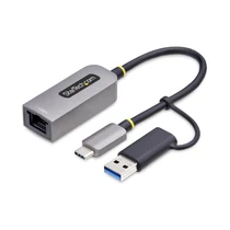 USB-C TO ETHERNET ADAPTER WITH USB-A DONGLE 6IN/15CM CABLE