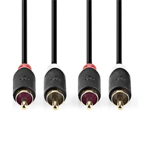 Nedis CABW24200AT50 sztereo audió kábel 2x RCA férfi,  2x RCA férfi, Aranyozott,  5 m , kerek,  Antracit NEDIS - Copygo
