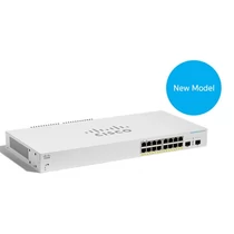 CISCO Switch 16x1000Mbps + 2x1000Mbps SFP, Menedzselhető, Fémházas, Rackes - CBS220-16T-2G-EU