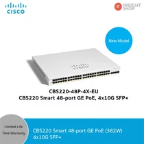 CISCO Switch 48x1000Mbps (POE + ) + 4x10000Mbps SFP + , Menedzselhető, Fémházas, Rackes - CBS220-48P-4X-EU CISCO