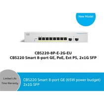 CISCO Switch 8x1000Mbps (POE) + 2x1000Mbps SFP, Menedzselhető, Fémházas, Rackes - CBS220-8P-E-2G-EU CISCO