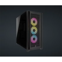 CORSAIR Ház iCUE 5000D RGB AIRFLOW, 3xAF120 RGB Ventillátorral + iCUE Kontroller, Tápegység nélkül, Edzett Üveg, fekete Corsair