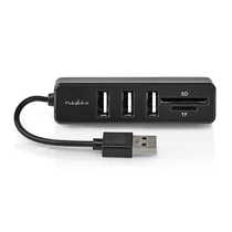 Nedis CCGB60250BK01 kombó kártyaolvasó, 3x USB A anya, USB 2.0, USB tápellátás, SD és MicroSD NEDIS