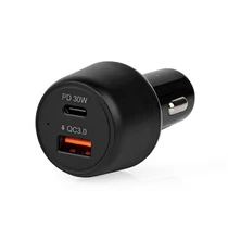 Nedis CCPD30W100BK szivargyújtós töltö / táp, 48W, 2x 3A, USB-A / USB-C, bemenet 12V / 24V NEDIS