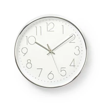 Nedis CLWA015PC30SR falióra, 30 cm átmérő,  1 x AA, ezüst / fehér, quarz technológia, 1,5V NEDIS
