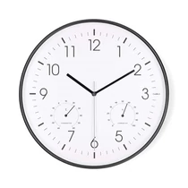 Nedis CLWA4226BK falióra, 30 cm átmérő,  műanyag, csendes szerkezet, hőmérő, páratartamom mérő NEDIS