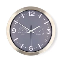 Nedis CLWA5226SS falióra, 30 cm átmérő,  rozsdamentes acél, csendes szerkezet, hőmérő, páratartamom mérő NEDIS
