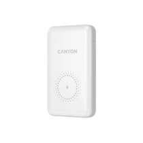 CANYON Vezeték Nélküli Powerbank, 10000mAh, USB-C / microUSB Input, USB-A / USB-C Output, 12V-1,5A, fehér - CNS-CPB1001W