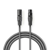 Nedis COTH15012GY50 DMX adapter kábel, XLR 3 tűs dugó, XLR 3 tűs anya,  Nikkelezett, 5 m,  kerek, PVC, Sötétszürke NEDIS - Copygo