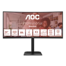 AOC Ívelt VA 120Hz monitor 34" CU34E4CV, 3440x1440, 21:9, 4ms, 350cd / m2, DisplayPort / 2xHDMI / 4xUSB-A, áll.mag., hangszóró AOC