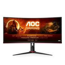 AOC Ívelt Gaming 144Hz VA monitor 34" CU34G2X / BK, 3440x1440, 21:9, 300cd / m2, 1ms, 2xHDMI / 2xDisplayPort / 4xUSB AOC