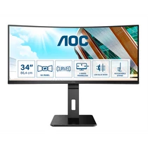 AOC Ívelt VA monitor 34" CU34P2A, 3440x1440, 21:9, 300cd / m2, 1ms, 100Hz, 2xHDMI / DP / 4xUSB, hangszóró