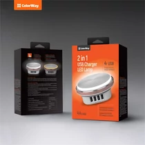 COLORWAY LED Lámpa & USB töltő, CW-CHL44A, 4xUSB, 4.4A, 1,5m, fehér ColorWay