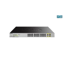 D-LINK Switch 24x1000Mbps(24xPOE) + 2xGigabit kombó SFP Rackes, DGS-1026MP