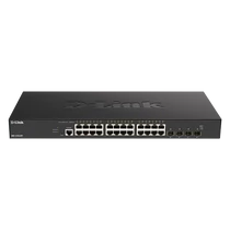 D-LINK Switch 24x10Gbps SFP+ + 4xGigabit Fémházas, Menedzselhető, DXS-1210-28S D-Link