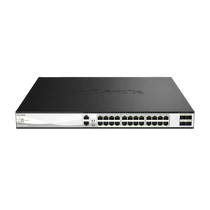 D-LINK Switch 24x10G(24xPOE) + 4x10G / 25G SFP28 Fémházas, Menedzselhető, Rackes, DXS-3130-28P / E D-Link