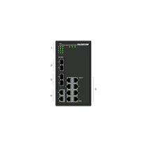 RAISECOM L2 DIN sínes menedzselhető ipari switch, 2x100 / 1000 SFP + 8xGE RJ45 + 1 alarm, 2xDC RAISECOM