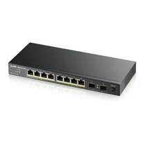 ZYXEL Switch 8x1000Mbps (8xPOE) + 2xGigabit SFP Fémházas Asztali, GS1100-10HP-EU0102F Zyxel