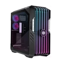 COOLER MASTER Ház ATX HAF 700 EVO + 5db Ventilátor + VGA tartó és Riser kábel, Tápegység nélkül, Üvegfalú, fekete Cooler Master