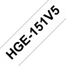 BROTHER szalag HGe-151, Átlátszó alapon Fekete, Nagy sebességű, 24mm  0.94", 8 méter, 5db / csomag Brother