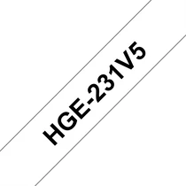 BROTHER szalag HGe-231, Fehér alapon Fekete, Nagy sebességű, 12mm  0.47", 8 méter, 5db / csomag Brother