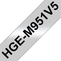 BROTHER szalag HGe-M951, Matt ezüst alapon Fekete, Nagy sebességű, 24mm  0.94", 8 méter, 5db / csomag Brother