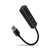 AXAGON HMA-CR3A 3 portos USB 3.2 HUB kártyaolvasóval, fekete