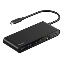 BELKIN CONNECT 8-IN-1 USB-C HUB DUAL USB-C PORTS - SCHWARZ