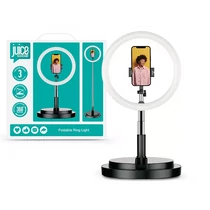 JUICE ÖSSZECSUKHATÓ SELFIE LED KÖRLÁMPA ÁLLVÁNNYAL, TELEFONTARTÓVAL - SOCIAL FOLDABLE RING SELFIE LIGHT STAND - FEKETE HAFFNER