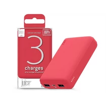 JUICE UNIVERZÁLIS HORDOZHATÓ, ASZTALI AKKUMULÁTOR TÖLTŐ - ECO 3 POWER BANK - 2XUSB +TYPE-C - 10.000 MAH - PIROS HAFFNER