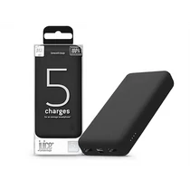 JUICE UNIVERZÁLIS HORDOZHATÓ, ASZTALI AKKUMULÁTOR TÖLTŐ - ECO 5 POWER BANK - 2XUSB +TYPE-C - 15.000 MAH - FEKETE HAFFNER