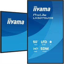 iiyama Prolite 24 / 7 49,5", 3840x2160,16:9, 500cd / m2, 9,5ms,5000:1, HDMIx3 / DPx2 / USBx2 / RS232C / RJ45 / IR LH5075UHS-B2AG Iiyama