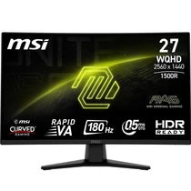MSI MAG 274CQF - 27" QHD VA ívelt 180Hz DP HDMI monitor, fekete