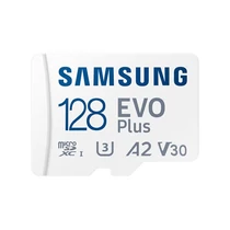SAMSUNG Memóriakártya, EVO Plus microSDXC kártya ,128GB, UHS-1, U3, V30, A2, + SD Adapter, R160 / W SMG