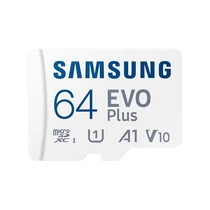 SAMSUNG Memóriakártya, EVO Plus microSDXC kártya, 64GB, UHS-I, U1, V10, A1, + SD Adapter, R160 / W SMG