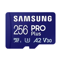 SAMSUNG Memóriakártya, PRO Plus microSDXC kártya 256GB, CLASS 10, UHS-I, U3, V30, A2, + Adapter, R180 / W130 SMG