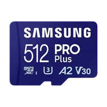 SAMSUNG Memóriakártya, PRO Plus microSDXC kártya 512GB, CLASS 10, UHS-I, U3, V30, A2, + Adapter, R180 / W130 SMG