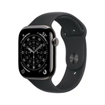Apple Watch S11 Cellular 42mm Slate Titanium Case with Black Sport Band - M / L Apple