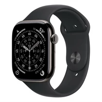 Apple Watch S11 Cellular 46mm Slate Titanium Case with Black Sport Band - S / M Apple