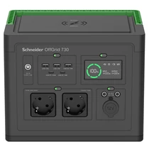 APC Schneider OFFGRID 730 hordozható akkumulátor állomás, 738Wh Lítium-ion, 2xSCHUKO, 3xUSB, 2x USB-C, Színuszos, LCD APC - Copygo