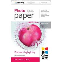COLORWAY Fotópapír, prémium magasfényű (premium high glossy), 255 g / m2, A4, 50 lap ColorWay