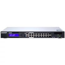 QNAP Switch QGD-1600P-4G 4x1.8 GHz, 16-port: 2x1GbE SFP+ / RJ45 combo, 14x1GbE, 8 GB RAM, POE, Web menedzselt QNAP