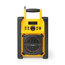 NEDIS RDFM3100YW hordozható FM rádió, bluetooth, rezgéscsillapítás, 15W, 20 FM állomás, 3,5 mm audióbemenet NEDIS