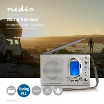 Nedis RDWR1000GY hordozható AM / FM / SW 1-7 sáv rádió, Fejhallgató kimenet, Ébresztőóra NEDIS