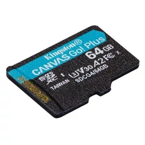 KINGSTON Memóriakártya MicroSDXC 64GB Canvas Go Plus Gen4 200R A2 U3 V30 Adapter nélkül Kingston
