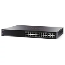 CISCO Switch 24x100Mbps (24xPOE + ) + 2xGigabit kombó SFP + 2x1000Mbps SFP, Fémházas Rackes, Menedzselhető, SF350-24MP-K9- CISCO