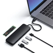 Satechi Aluminium USB-C Hybrid Multiport adapter (SSD Enclosure, HDMI 4K, 2 x USB-A 3.1 Gen 2 up to 10 Gbps) - Black Satechi
